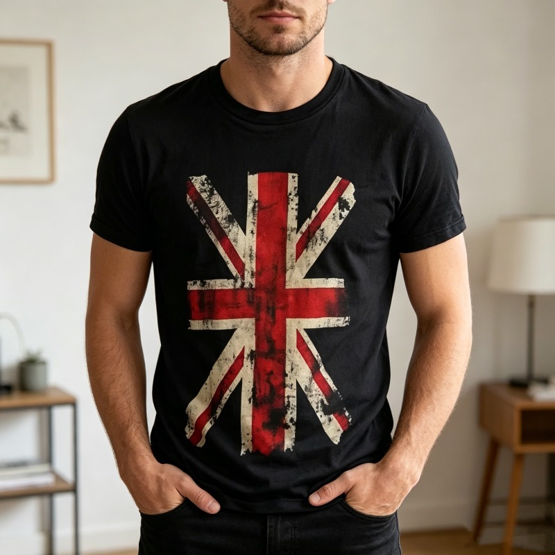 Men'S Fashion Uk - Koszulka z grafiką Union Jack, vintage
