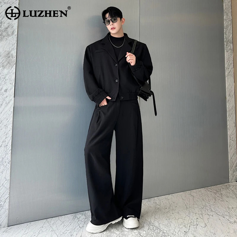Mens Fashion Blazer - LUZHEN Wiosenna marynarka z kołnierzem, męska