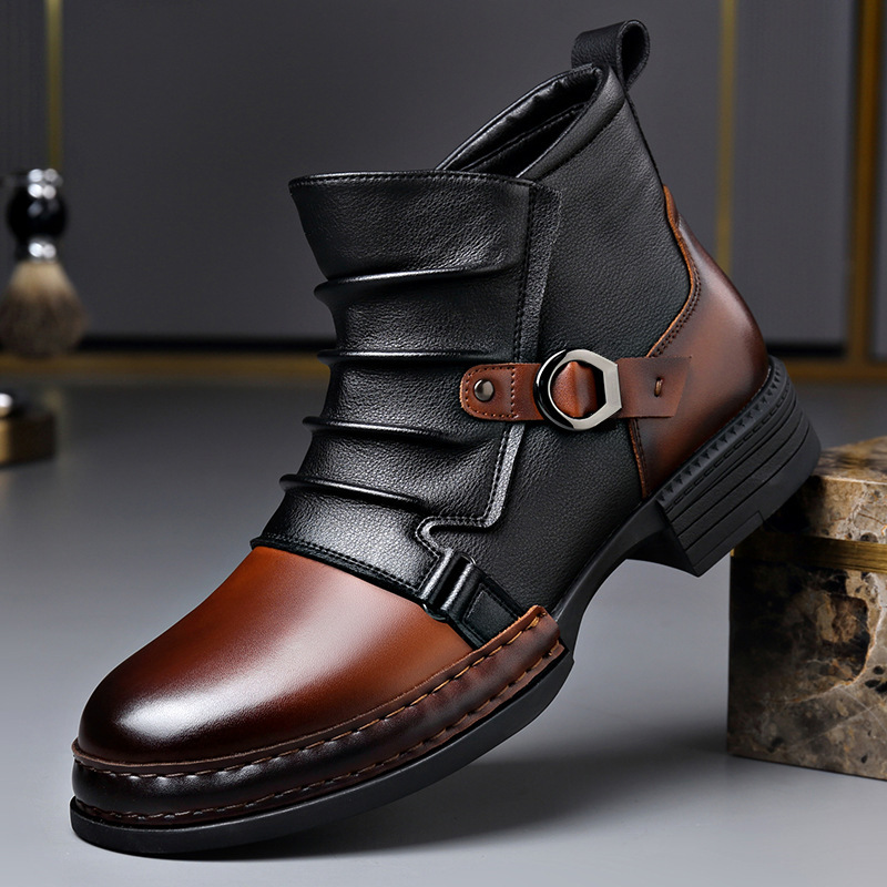 Fashion Men'S Boots - Jesienno-zimowe retro botki męskie, modne, codzienne,