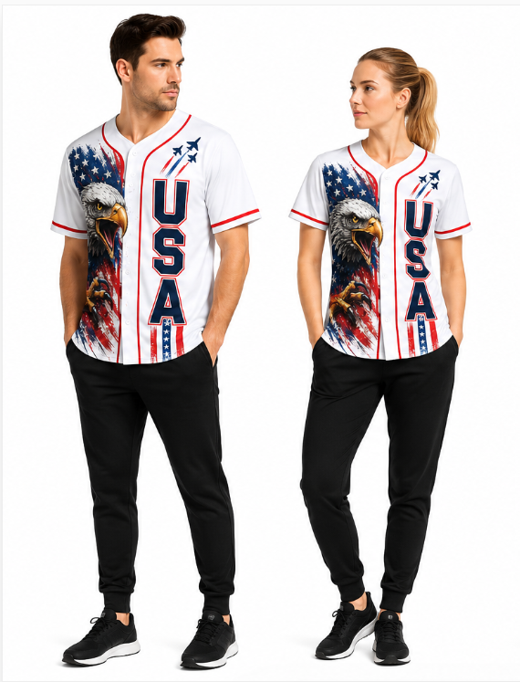 Mens Fashion Baseball Jersey - Koszulka baseballowa USA 250 Koszulka baseballowa