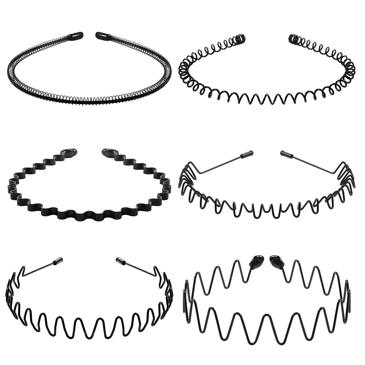 Men Fashion Hair Style - 6 sztuk modnych czarnych metalowych opasek