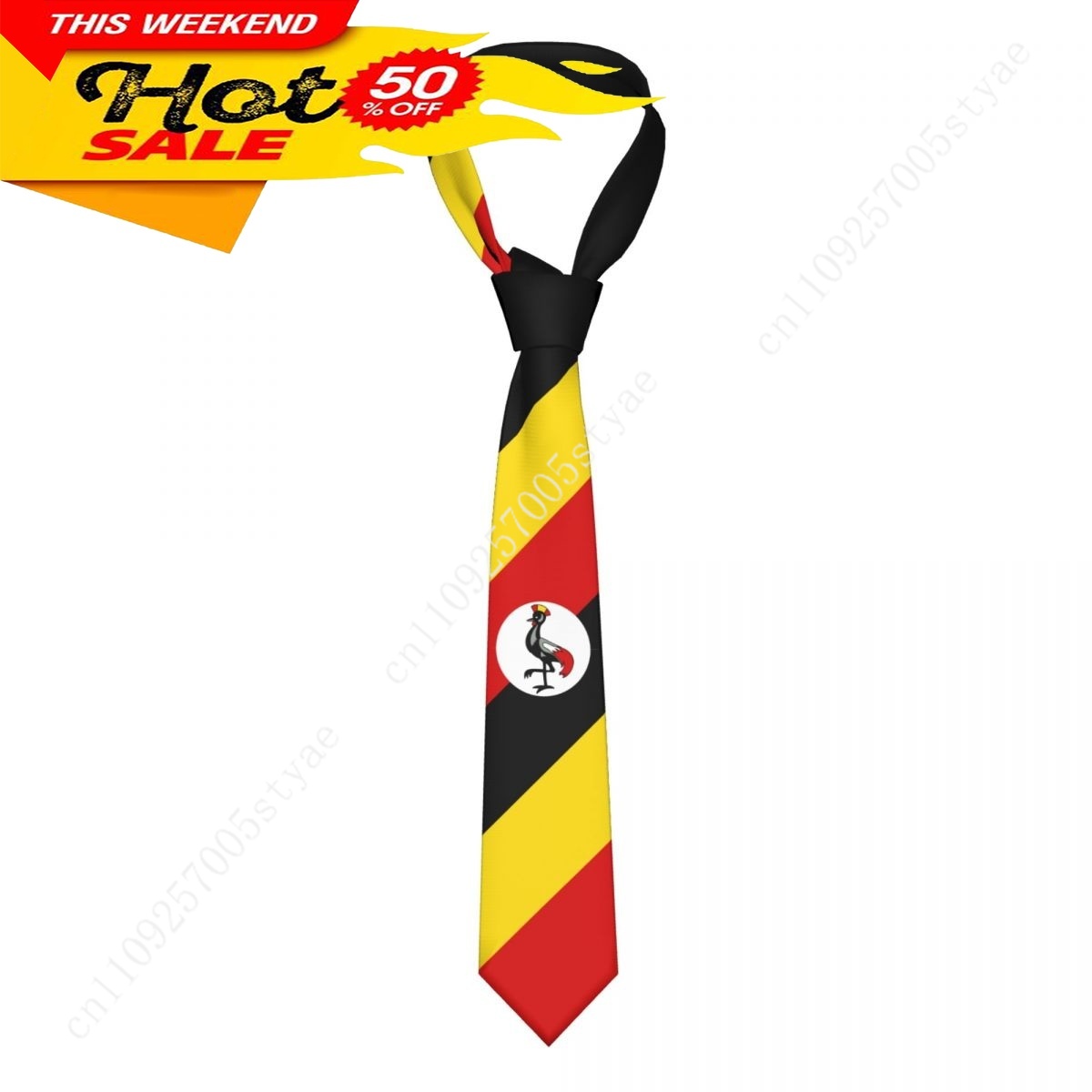Men Fashion Uganda - Krawat z flagą Ugandy, emblemat, krawat