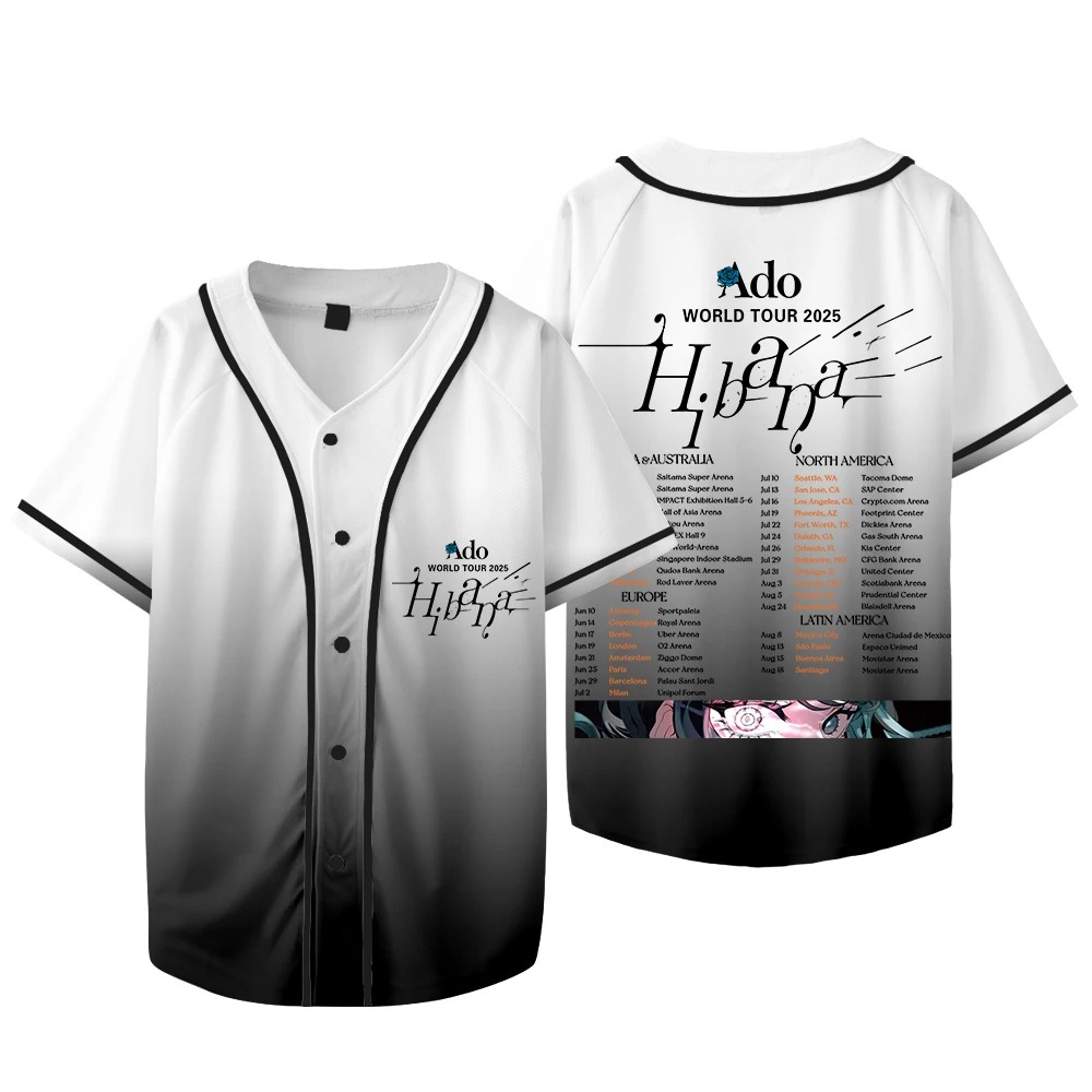 Mens Fashion Baseball Jersey - Koszulka Ado Hibana World Tour Merch