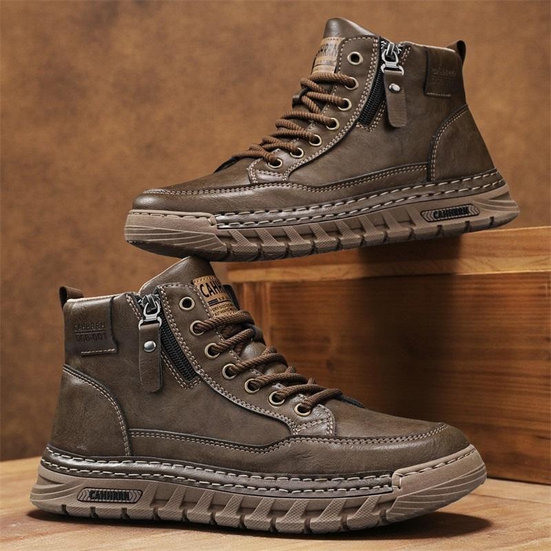 Fashion Men'S Boots - Męskie skórzane buty za kostkę na