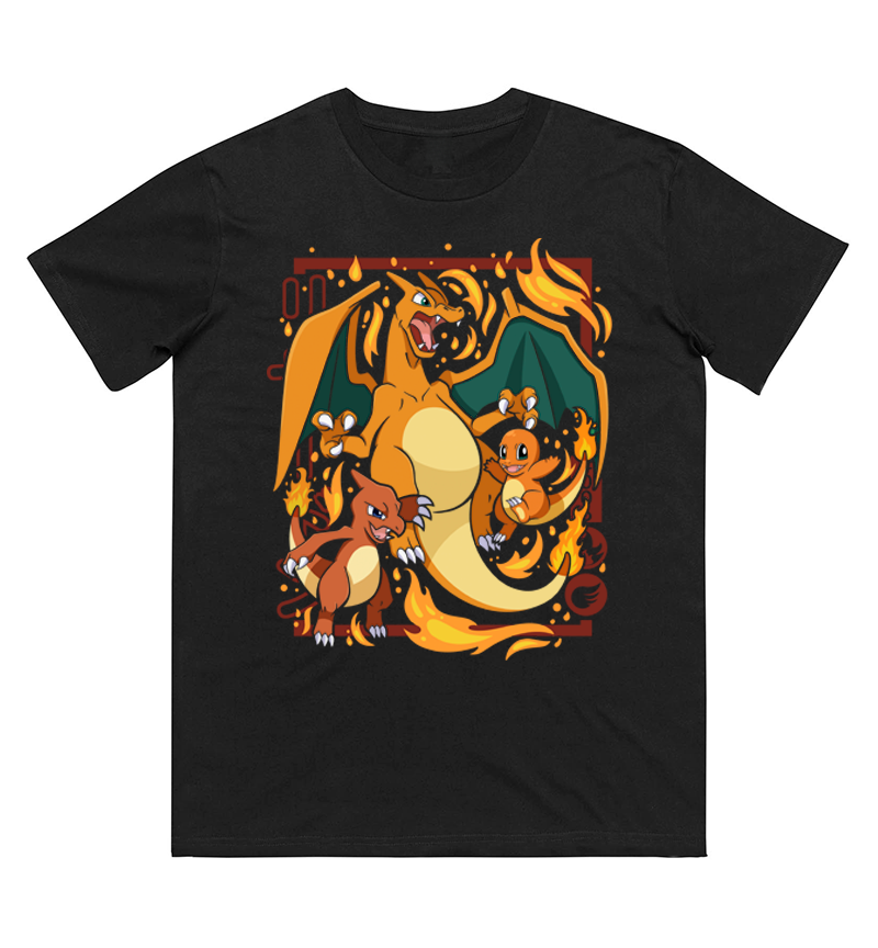 Men'S Fashion Evolution - Koszulka z nadrukiem ewolucji Pokémon Charmander,