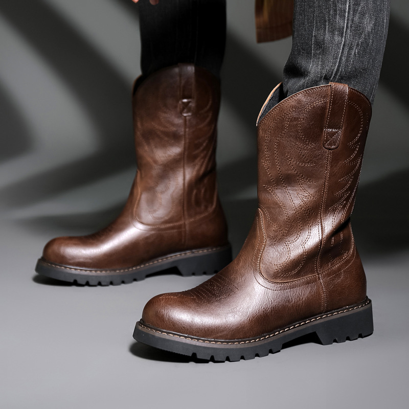 Mens Fashion Zapatos - Męskie buty kowbojskie Nowe haftowane buty