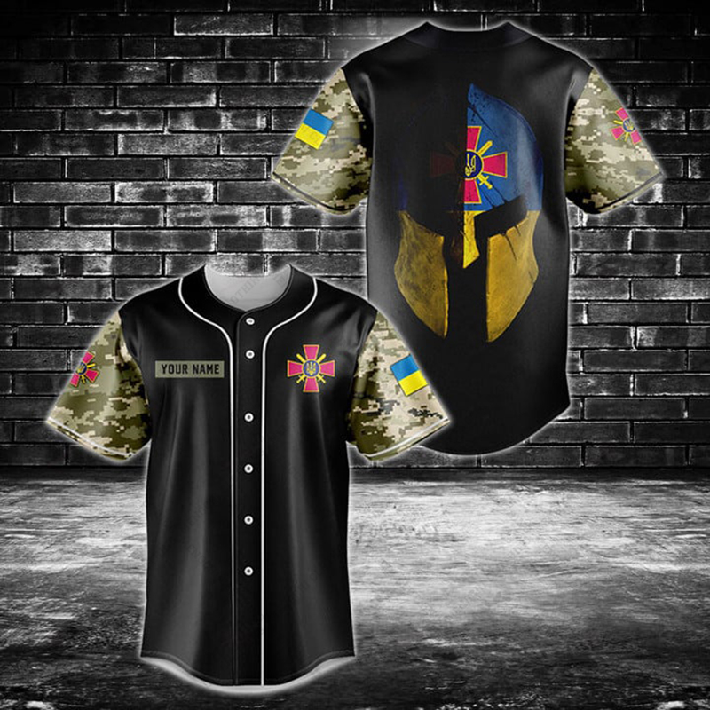 Mens Fashion Baseball Jersey - Koszulka z grafiką ukraińskiej tarczy z
