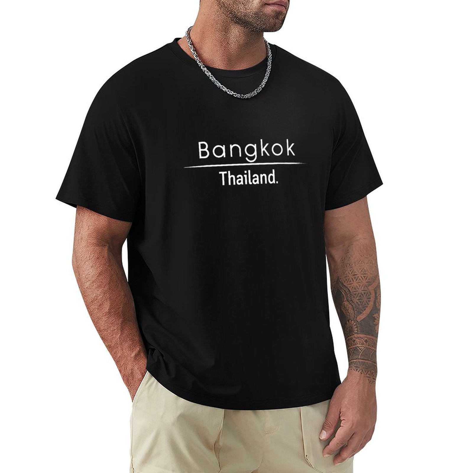 Mens Fashion Bangkok - Koszulka Bangkok Tajlandia z modnym nadrukiem,