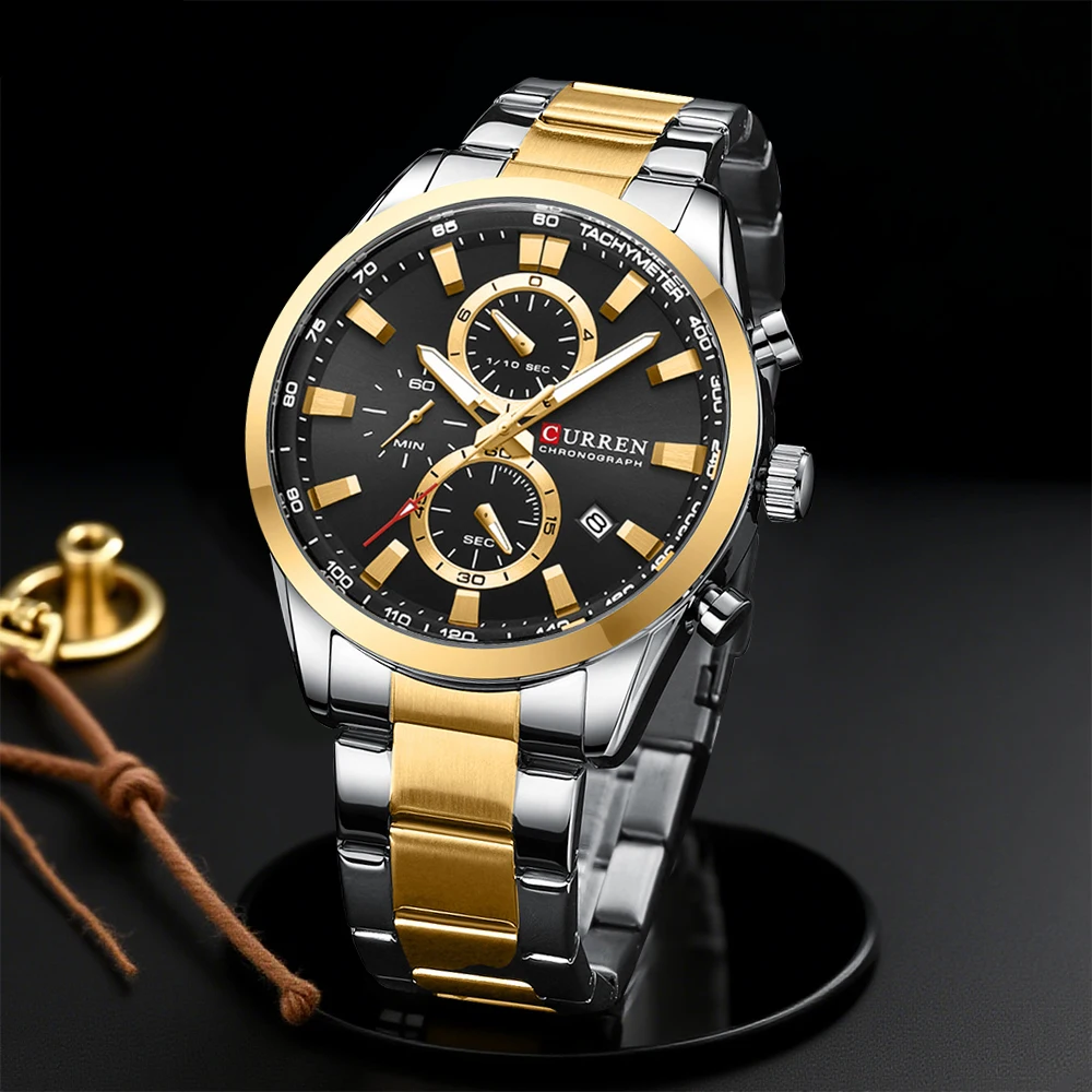 Mens Fashion Watch - CURREN Casual Quartz Chrono Sportowe Marki