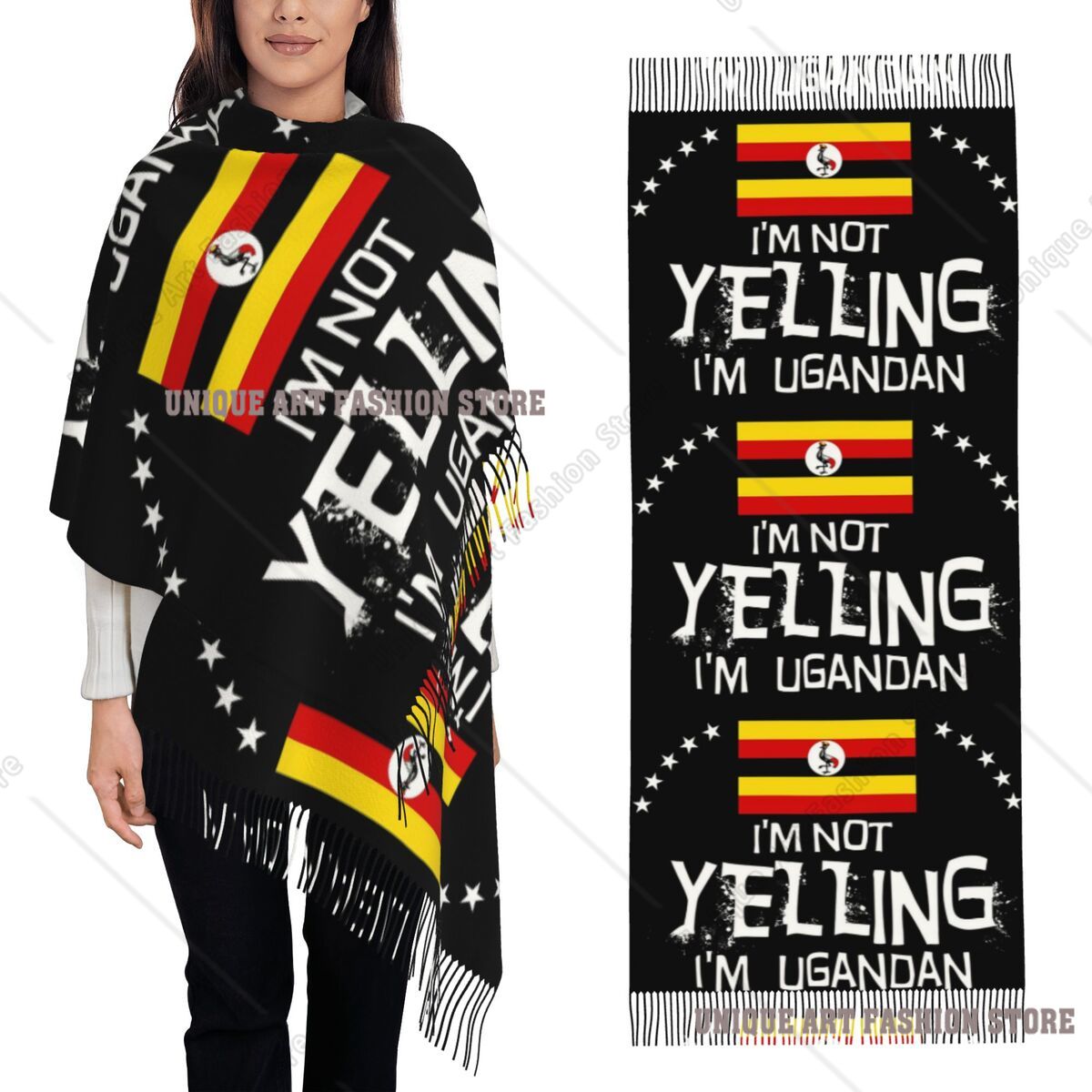 Men Fashion Uganda - Nie krzyczę, jestem Ugandczykiem! Szal z