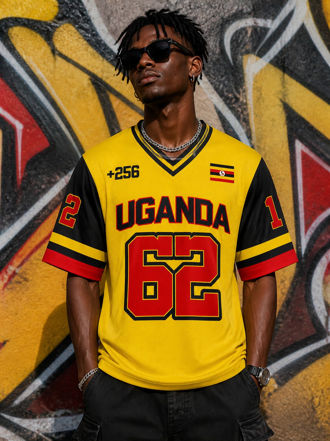 Men Fashion Uganda - Koszulka z satyny z dekoltem w