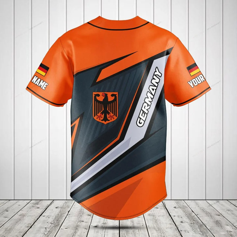 Mens Fashion Baseball Jersey - Spersonalizowana koszulka z grafiką niemieckiej flagi,