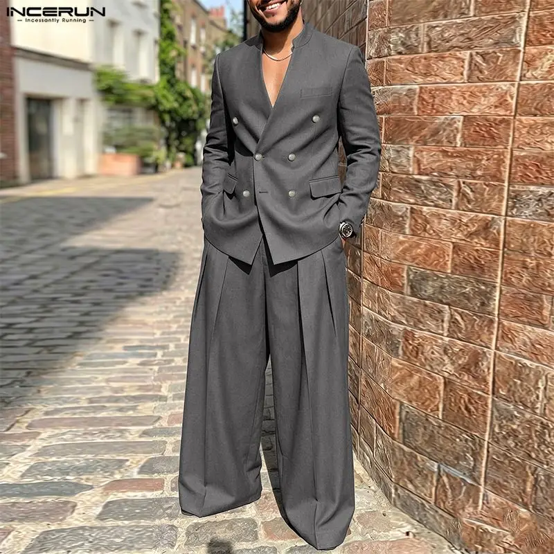 Mens Fashion Blazer - INCERUN Męskie zestawy w jednolitym kolorze,