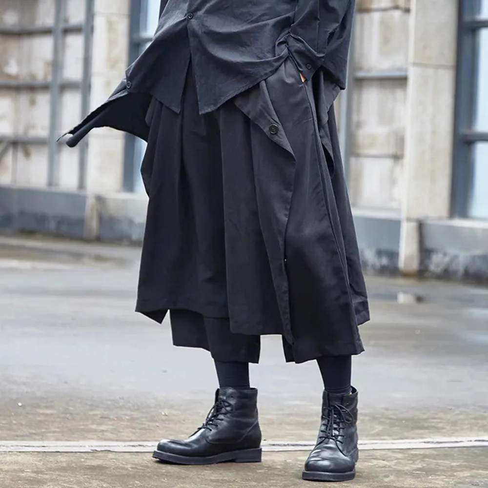 Mens Fashion Trends 2026 - Gotyckie ciemne spodnie Y2k z nieregularnymi