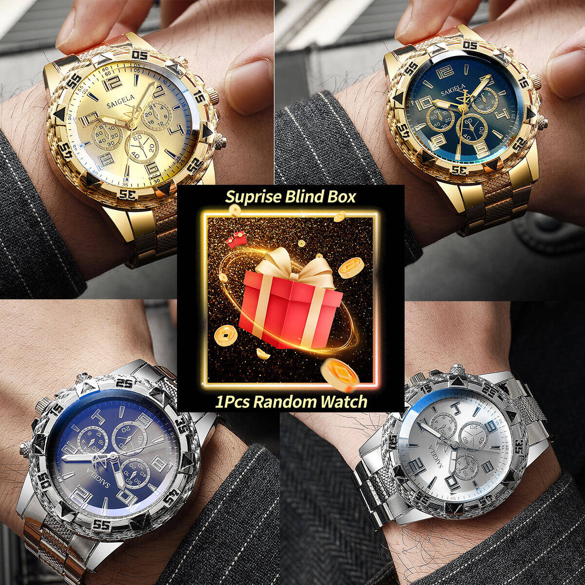 Mens Fashion Watch - 1 szt. Niespodzianka Tajemniczy Zegarek Blind