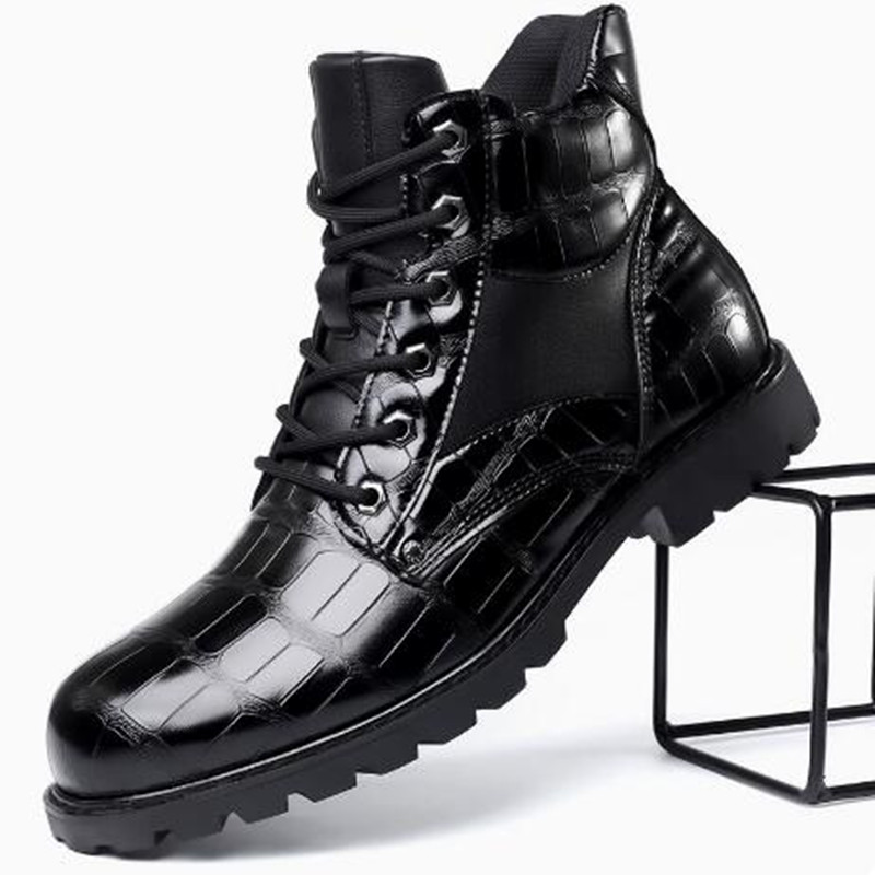 Mens Fashion Zapatos - Męskie botki w kratę na kwadratowym