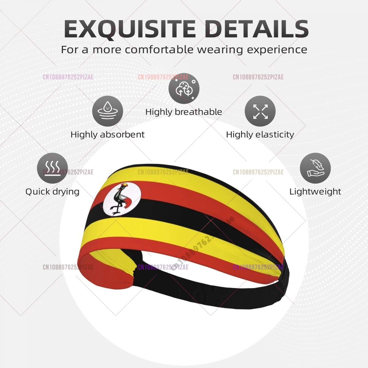 Men Fashion Uganda - Opaski na głowę z flagą Ugandy