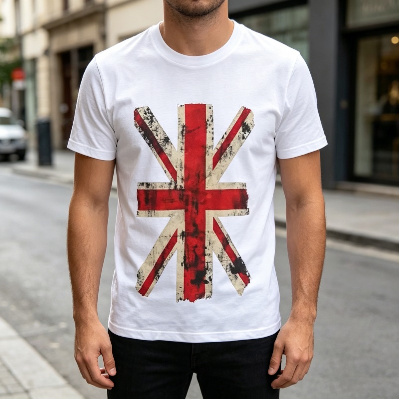 Koszulka z grafiką Union Jack, – Men'S Fashion Uk recenzja i cena