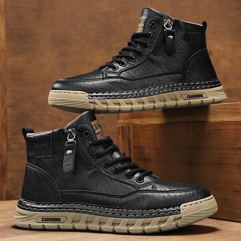 Męskie skórzane buty za kostkę – Fashion Men'S Boots recenzja i cena