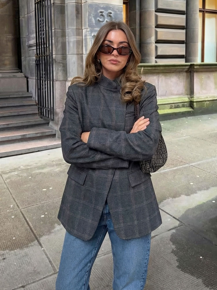 Żakiet damski w kratę na wiosn – Mens Fashion Blazer recenzja i cena