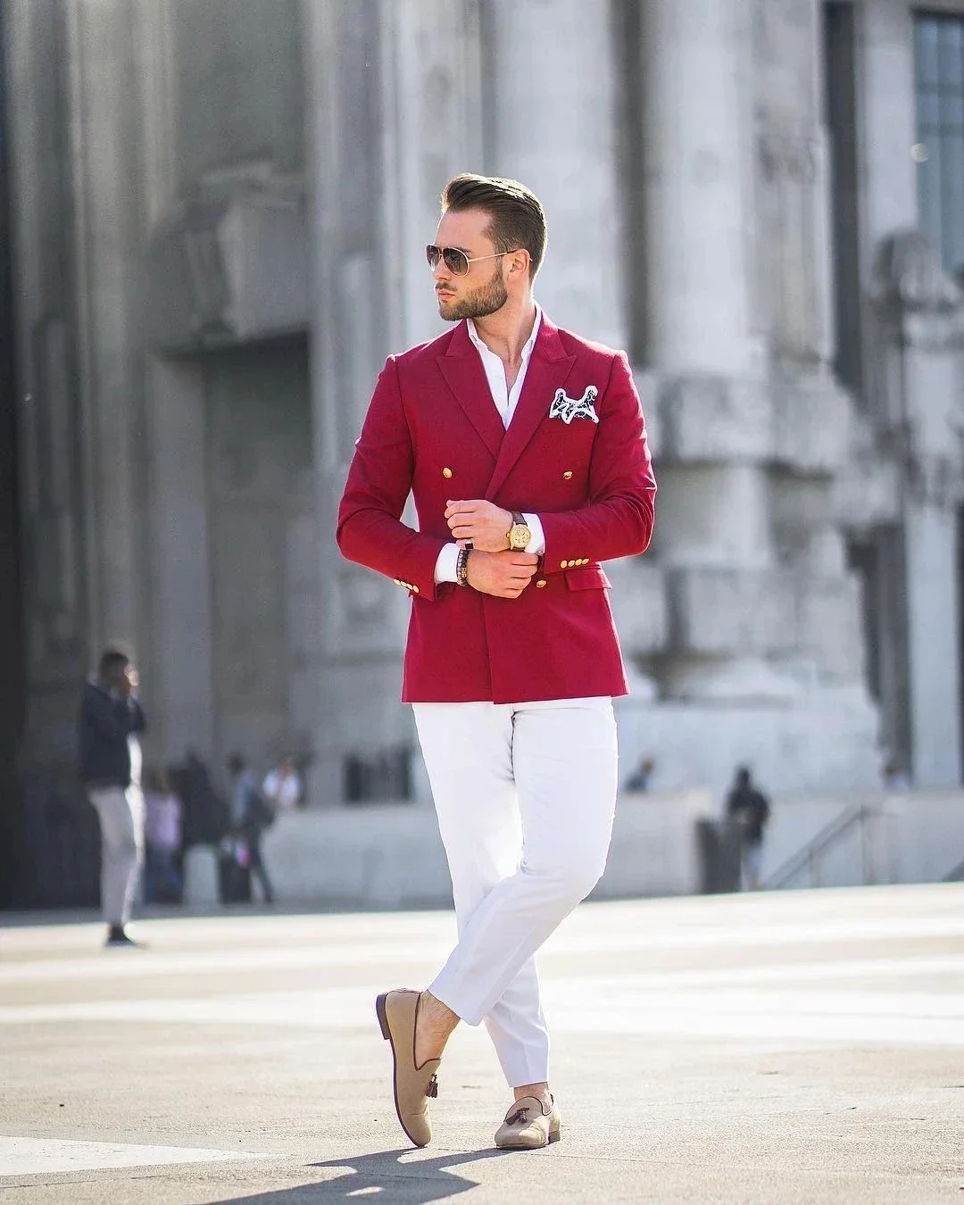 Czerwona marynarka, białe spod – Mens Fashion Blazer recenzja i cena