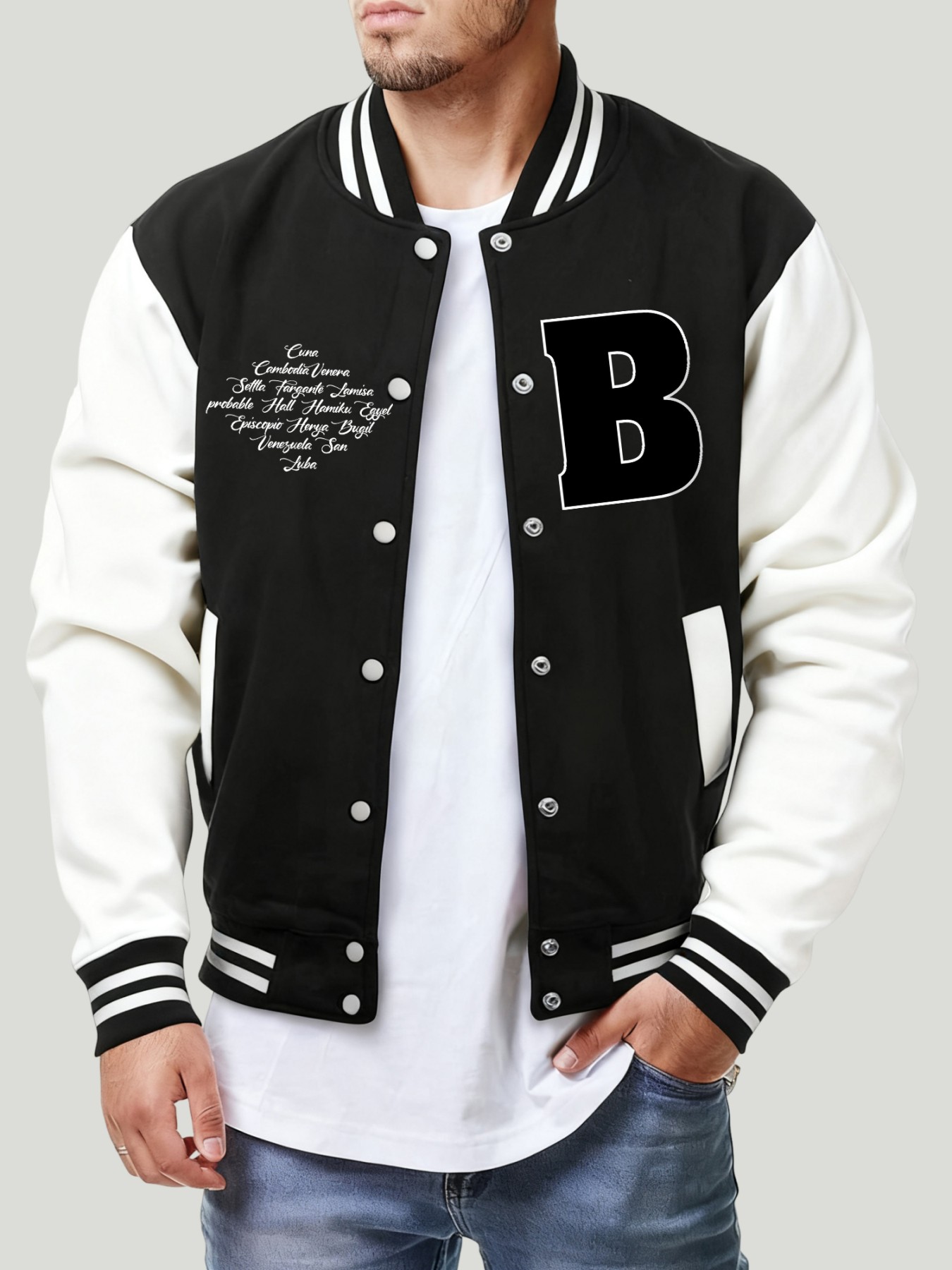 Kurtka męska z nadrukiem liter – Mens Fashion Baseball Jersey recenzja i cena