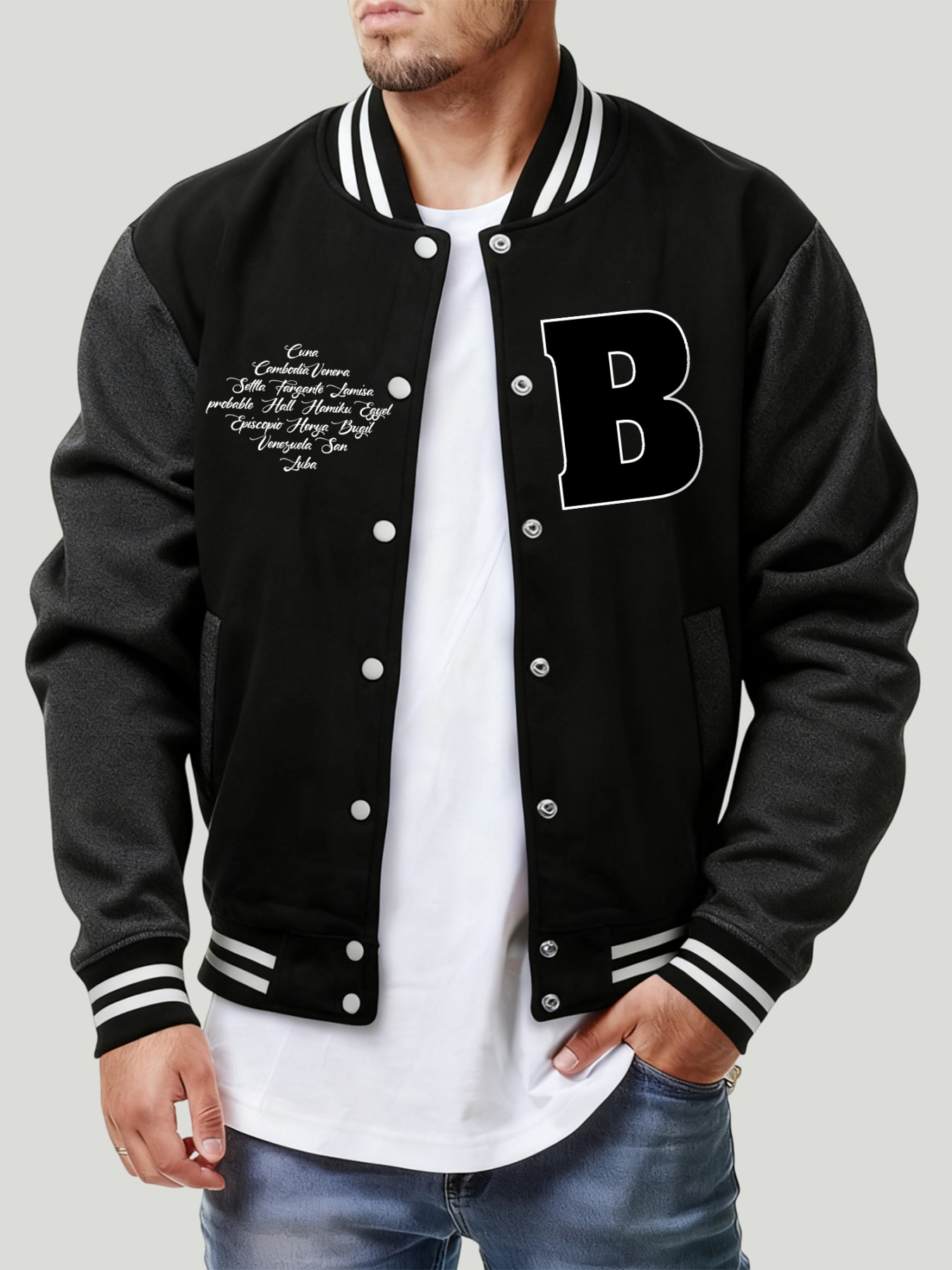 Kurtka męska z nadrukiem liter – Mens Fashion Baseball Jersey recenzja i cena
