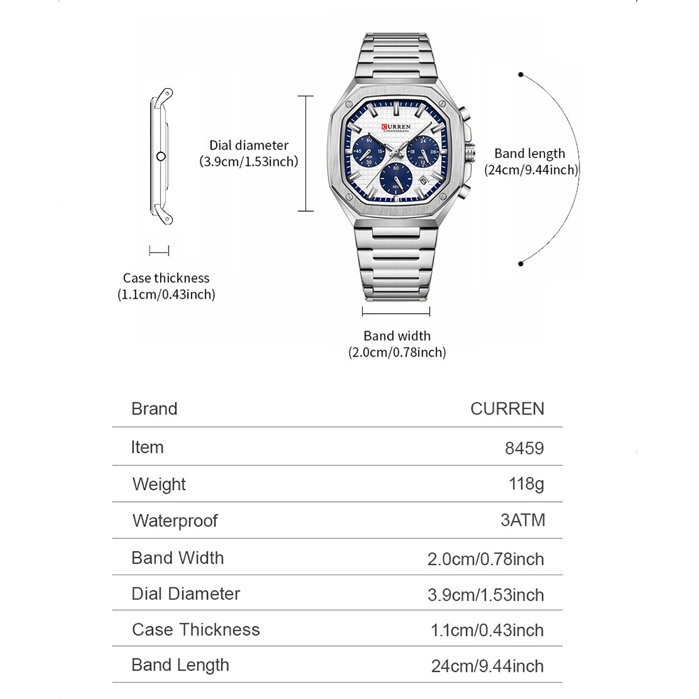 CURREN Luksusowy kwadratowy ze – Mens Fashion Watch recenzja i cena